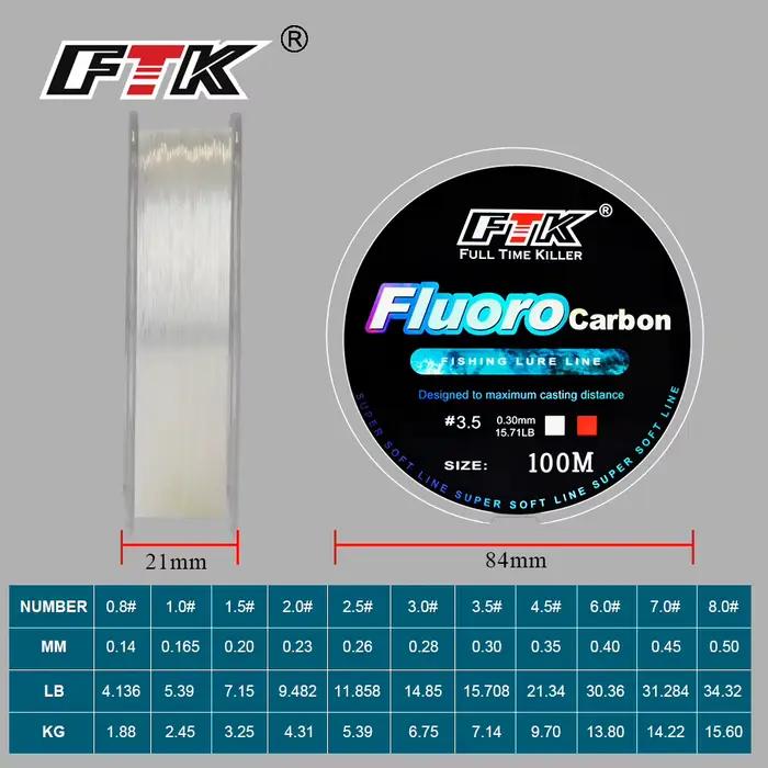 Fluorocarbone FTK 100m Rose Leader Pêche Leurre Super Souple 4.13-34.32LB pour Ligne de Traîne et Mouche