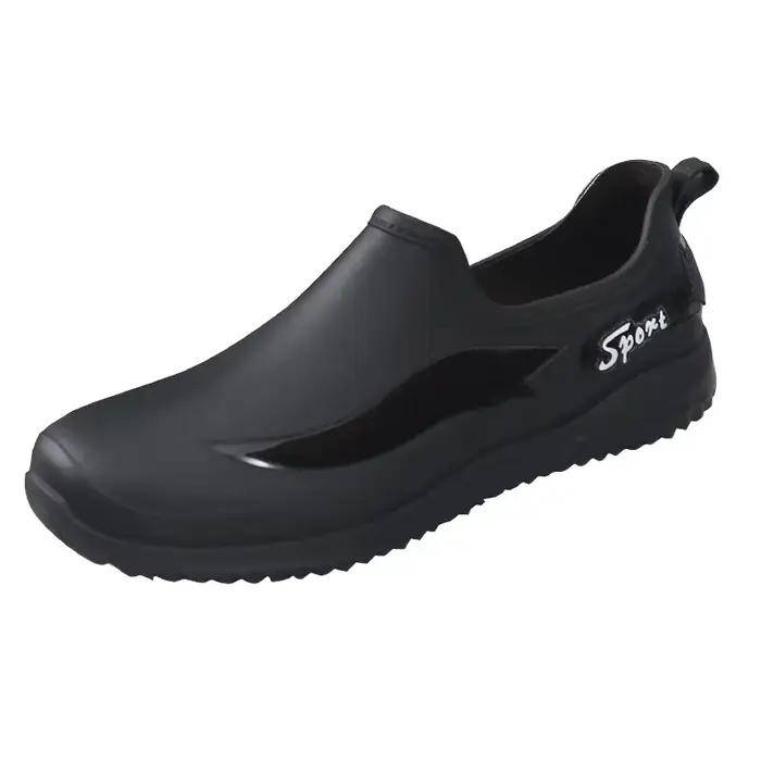 Bottes de pluie basses homme antidérapantes résistantes - Chaussures caoutchouc doublées polaire