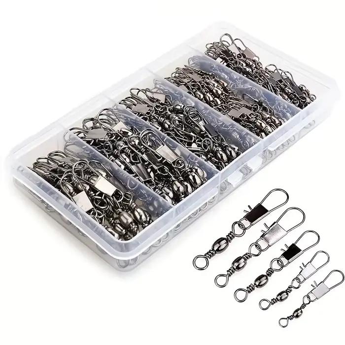 Lot de 50 à 200 émerillons barrel avec agrafe à roulement à billes pour leurres, accessoires