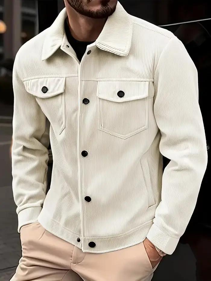 Veste velours côtelé homme pêche occasionnelle - Haut extérieur polyvalent toutes occasions
