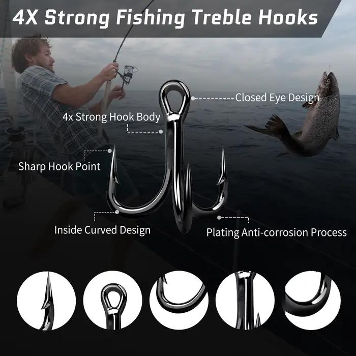 Hameçons triples FishTrip 4X acier carbone pour leurres durs et cuillers pêche mer