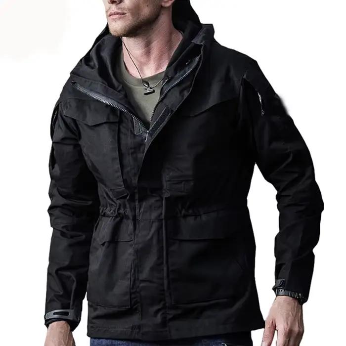 Veste de pêche M65 tactique automne - Imperméable à capuche multi-poches camouflage