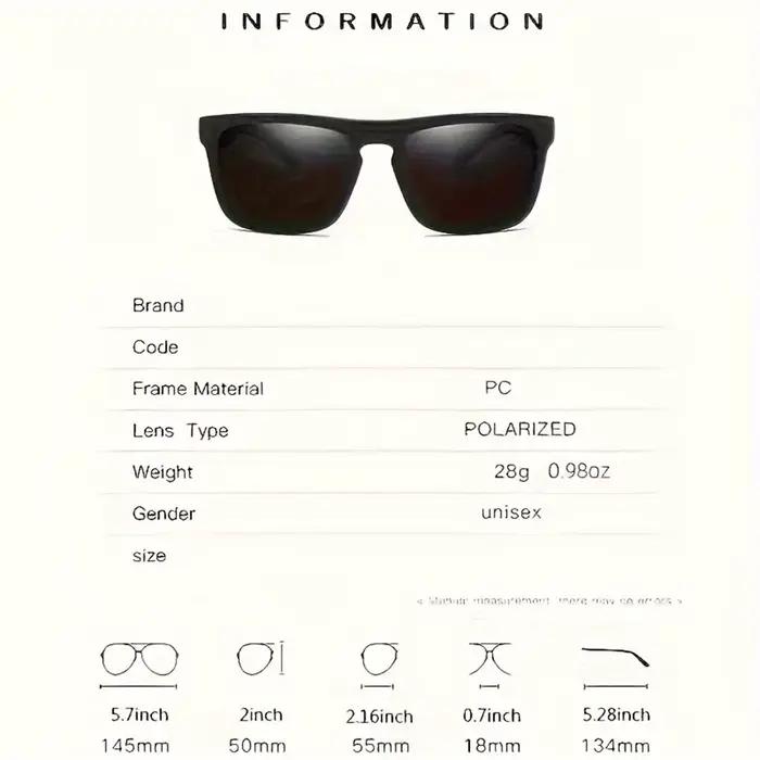 Lunettes de soleil polarisées carrées anti-éblouissement pour la pêche, conduite et vacances