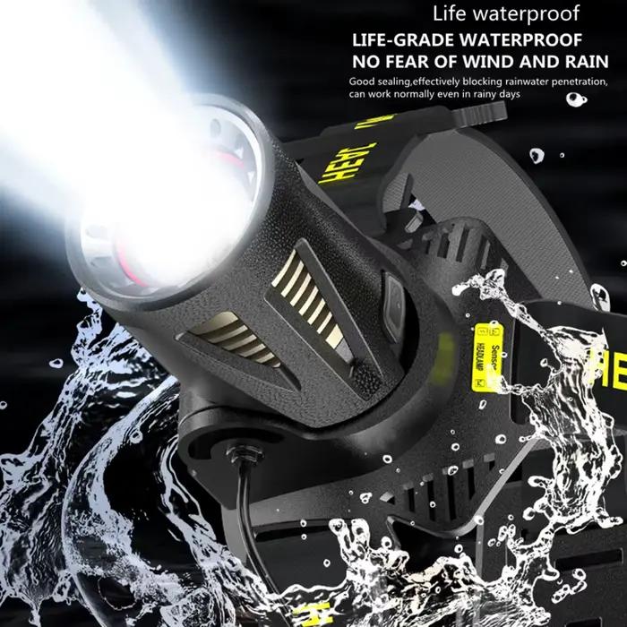 Lampe frontale LED XHP360 ultra puissante rechargeable USB pour pêche nocturne et camping