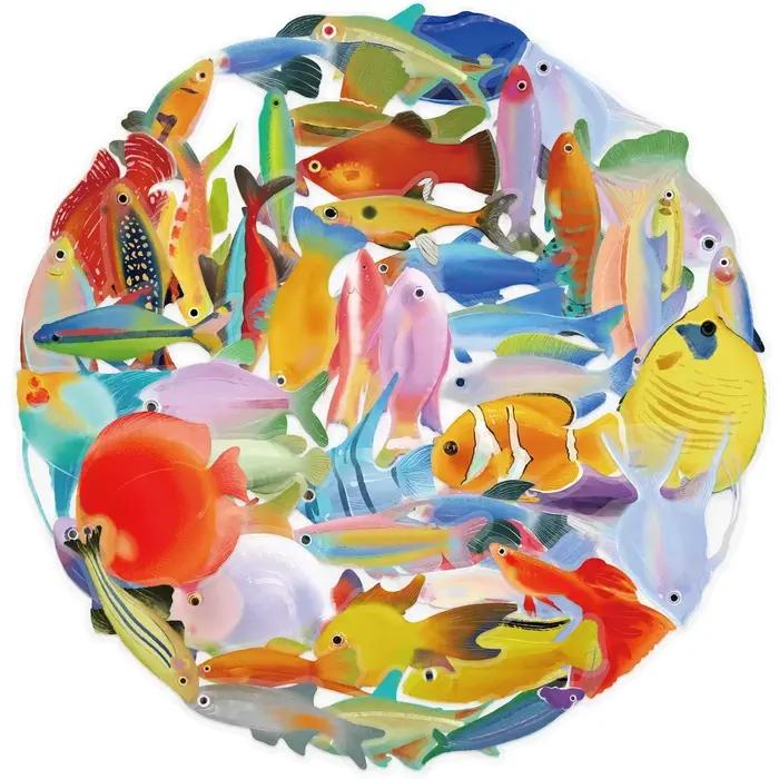 Autocollants poissons et créatures marines 50 pièces - Décoration boîte à pêche et équipements