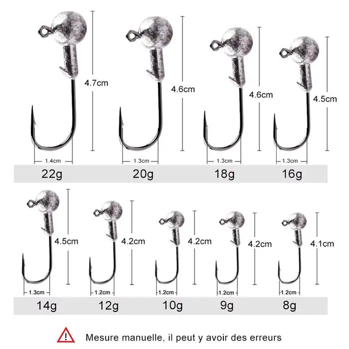 Tête plombée Jig MEREDITH 1g à 22g pour pêche du brochet et leurres