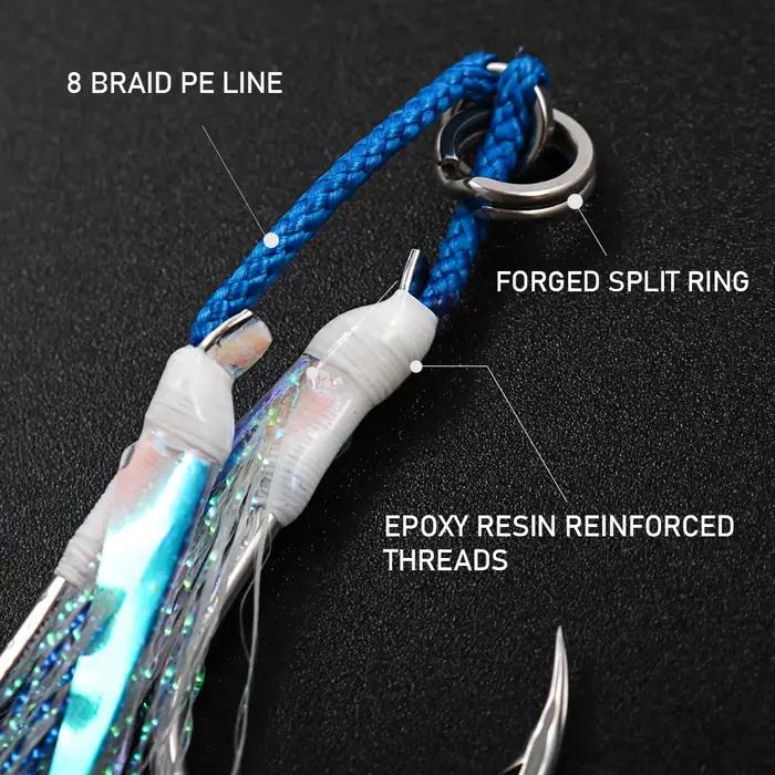 Hameçons doubles assistés JIGGING PRO pour jigging en mer - modèles 1/0 à 4/0 haute résistance