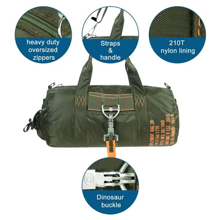Sac de voyage pêche extérieur LQARMY-DulParachute, sac bandoulière étanche nylon 1000D pour camping et randonnée