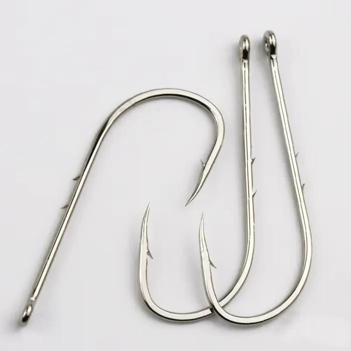 50 hameçons longue tige acier carbone 1 à 12, ardillon offset pour appâts naturels, boîte de pêche