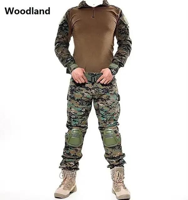 Ensemble entraînement camouflage grenouille randonnée chasse pêche vêtements tactiques avec protections coudes genoux