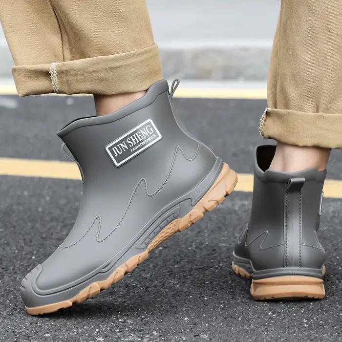 Bottes de pluie courtes homme noir et rouge imperméables antidérapantes pour pêche et activités extérieures