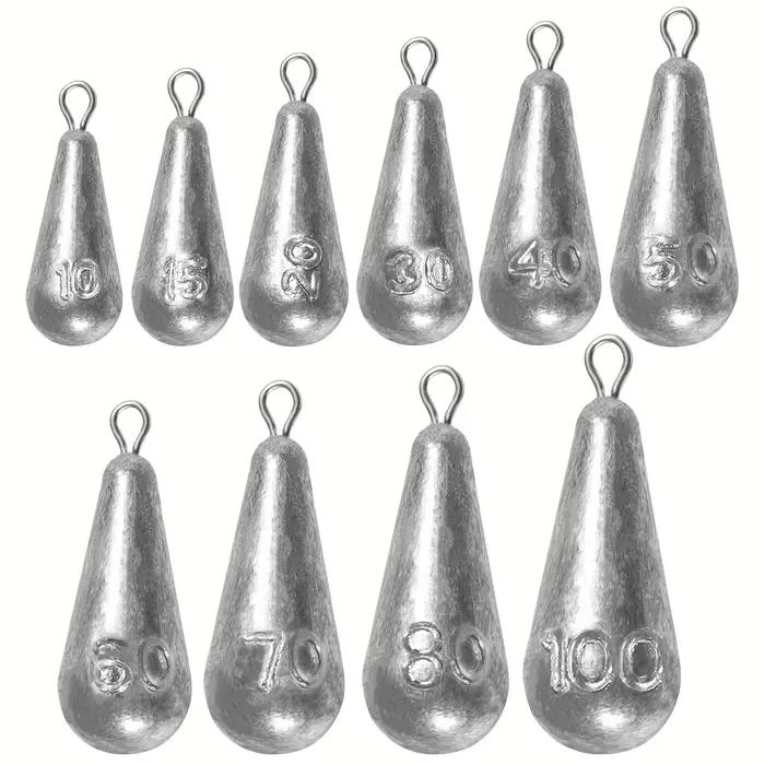 Plombs de pêche goutte 10 tailles pour drop shot et casting en eau douce et mer