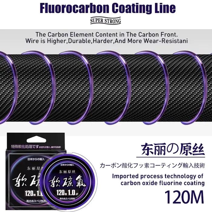 Ligne de pêche monofilament japonais durable pour eau douce et mer avec revêtement fluorocarbone souple