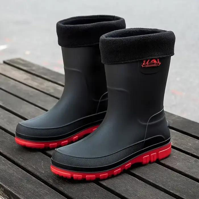 Bottes pluie homme mode mi-mollet caoutchouc antidérapantes chaussures aquatiques sécurité travail nouvelle