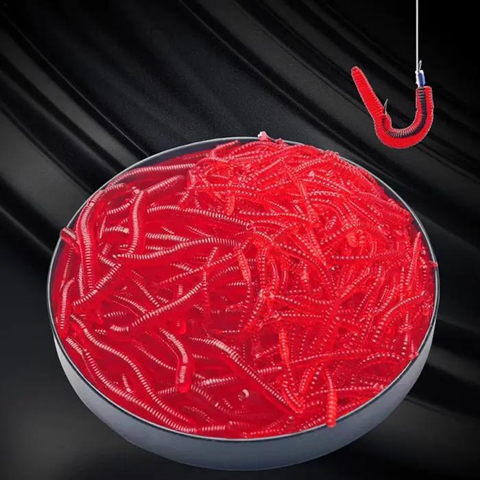 50/100 vers rouges silicone PVC appâts souples 3.5cm - leurres réalistes carpe bass pêche