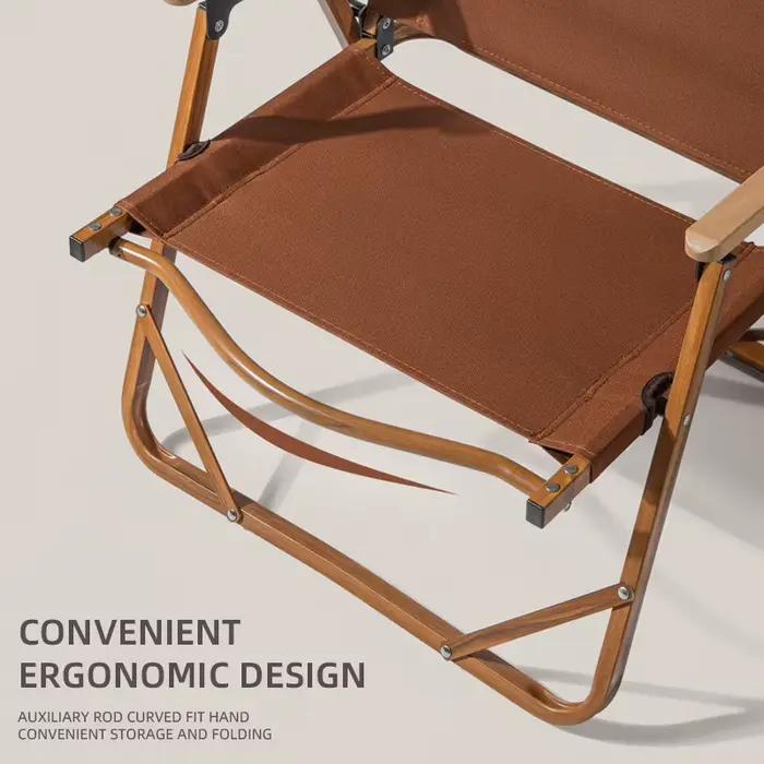 Chaise Hispeed pliante aluminium motif bois - Fauteuil léger pêche randonnée plage camping