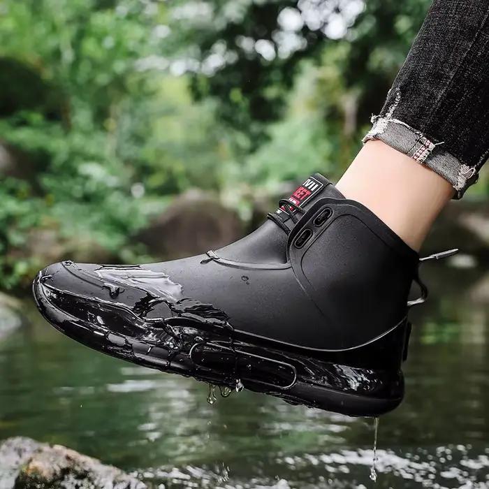 Bottes caoutchouc cheville homme femme pluie imperméables pêche travail jardin cuisine mode anti-dérapage