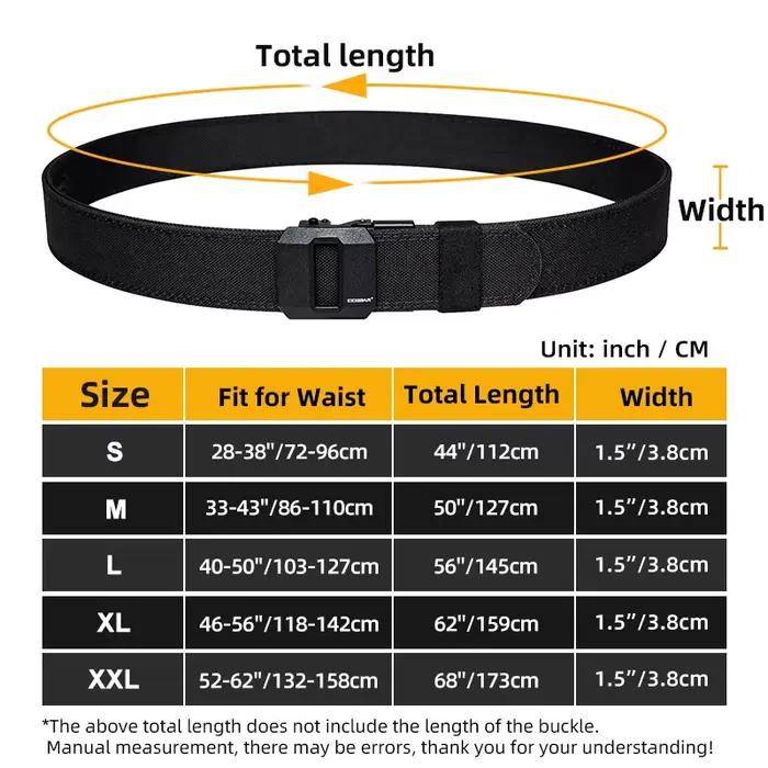Ceinture tactique dure IDOGEAR 1.5" avec boucle automatique métal pour IPSC et pêche sportive