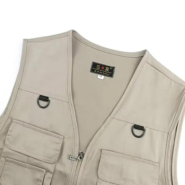 Veste de pêche sans manches respirante multi-poches pour homme, veste tactique solide pour sports outdoor