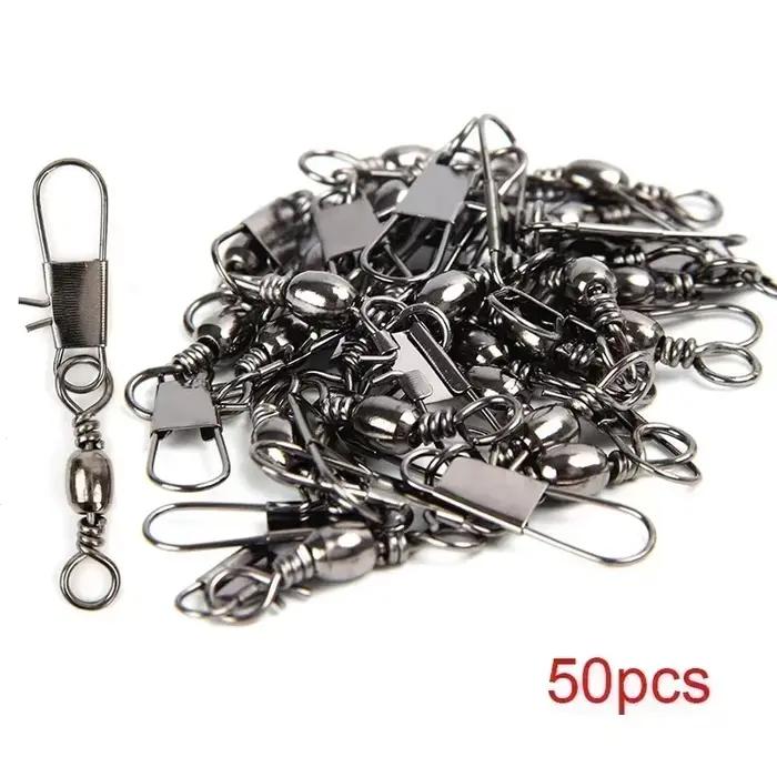 10/30/50 Connecteurs Rapides Lock Clips Fishhook Rolling Swivel Accessoires Pêche Sport Outils