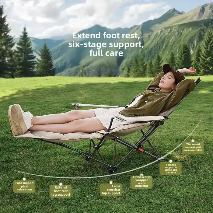 Fauteuil camping inclinable pliant portable dossier réglable siège coton pour pêche plage voyage extérieur