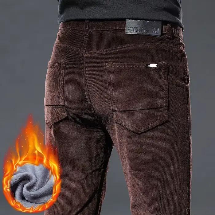 Pantalon velours polaire hiver homme nouveau classique chaud épais droit pêche décontracté
