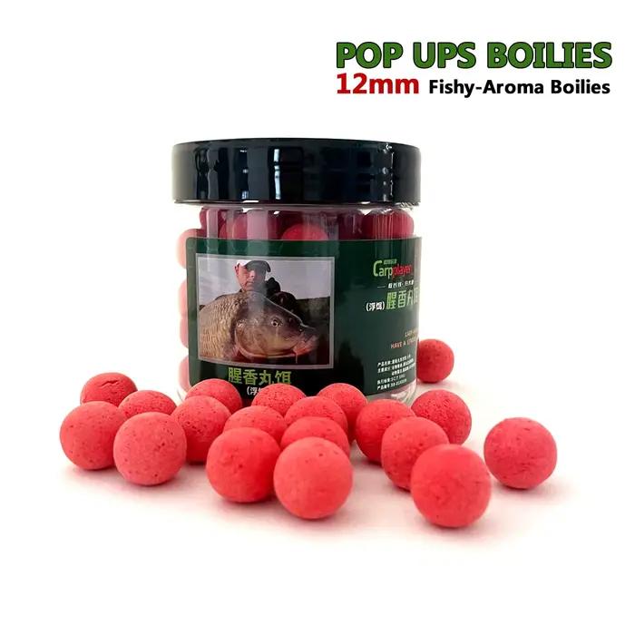 80 boules pop-up saveur poissonnée 12mm - appâts protéines végétales animales pour grosses carpes silures