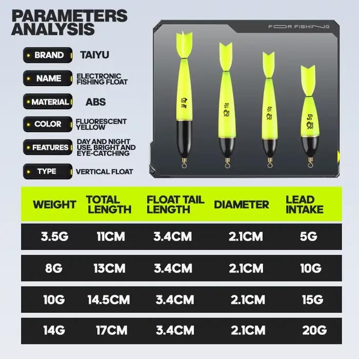 Flotteurs lumineux de pêche de nuit TAIYU 1 à 5 pièces, pour mer et rock fishing,