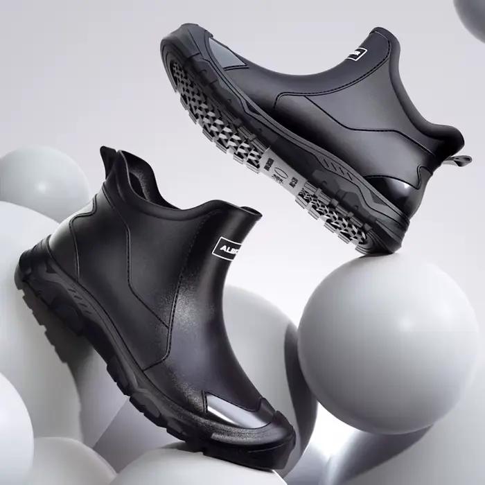 Bottes de chantier basses PVC à talon épais pour pêche construction antidérapantes confortables slip-on