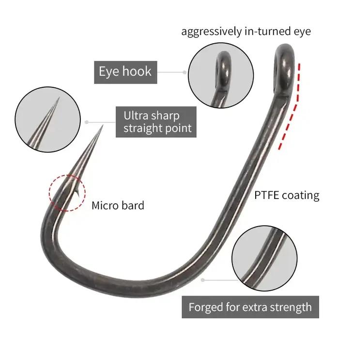 Hameçons carpe PTFE 10 pièces - Large ouverture et revêtement anti-corrosion pour pêche précise