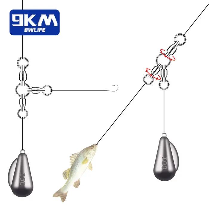 Émerillons 3 voies 9KM 5 à 15 pièces avec roulements à billes pour montages de pêche en mer robustes
