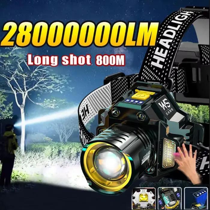 Lampe frontale LED zoomable télescopique étanche haute luminosité pour pêche et travail