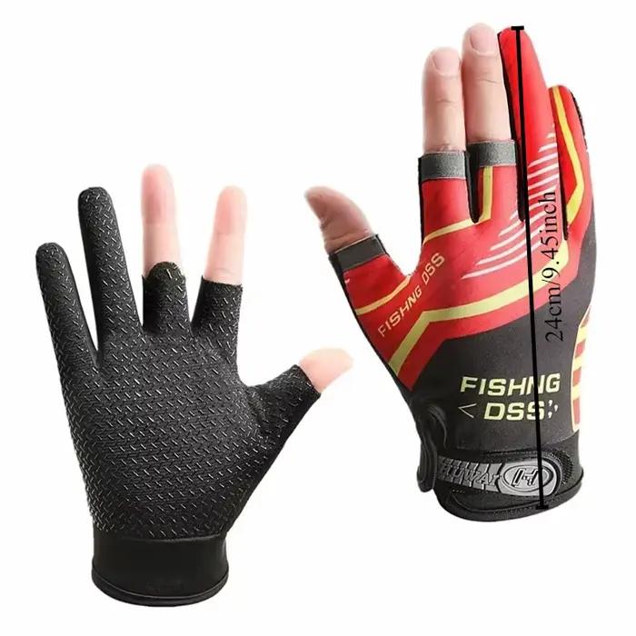 Gants de pêche homme été anti-UV anti-dérapants trois doigts respirants pêche route sub protection solaire