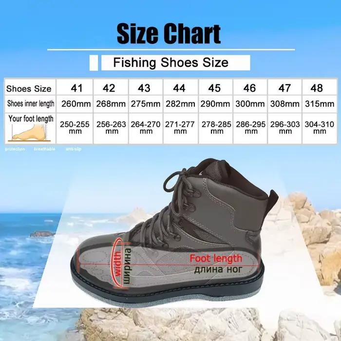 Chaussures de pêche respirantes à séchage rapide avec semelle caoutchouc ou feutre