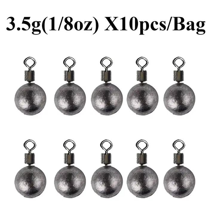 Lot de 10 plombs de pêche pour carpe 3.5g 5g 7g 10g 14g 20g | Poids