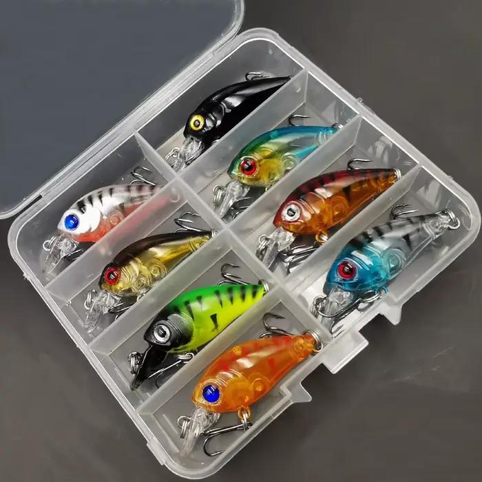Kit de 8 leurres souples crankbait minnow pour pêche en surface, appâts artificiels flottants