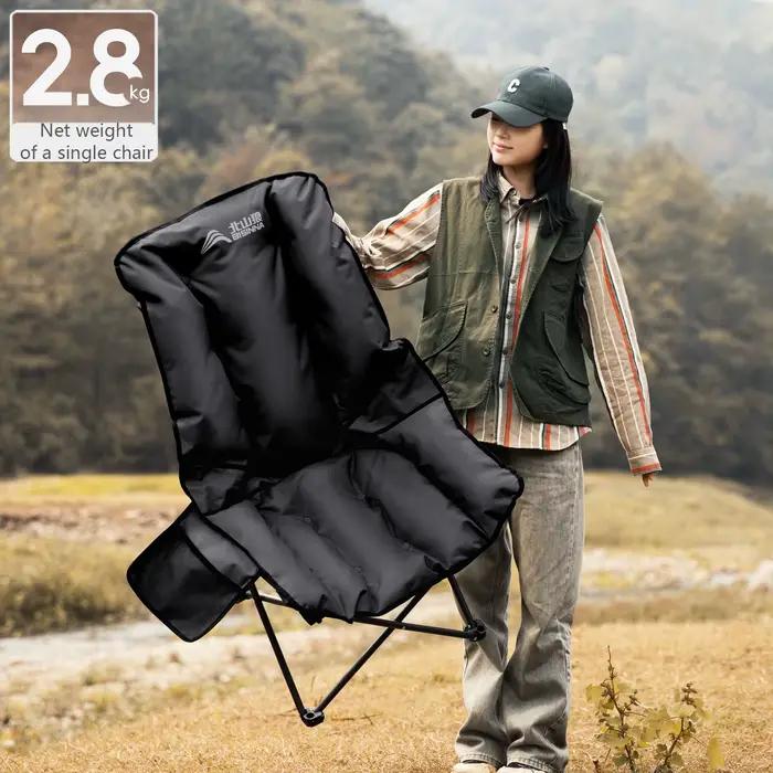 Chaise lune de camping pliable à dossier haut - Réglable pour pêche, randonnée et pique-nique