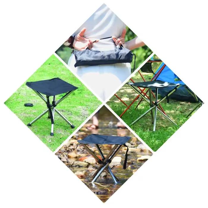 Tabouret de pêche télescopique pliant en acier inoxydable avec sac de rangement