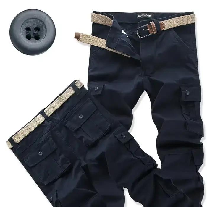 Pantalon cargo coupe droite ample multi-poches décontracté printemps automne pour hommes