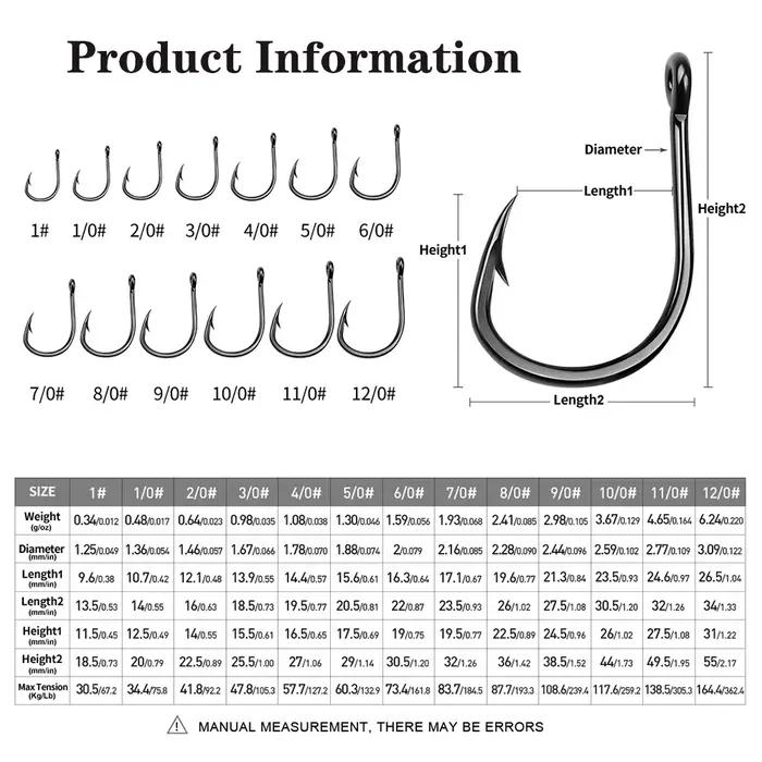 Hameçons acier carbone ardillon plaque fer 1/0#-12/0# gros poissons - 10 pièces sac