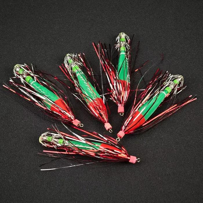 Ackibbik 5pcs Glow Squid Jig Hook - Hameçon parapluie lumineux pour pêche seiche calmar poulpe