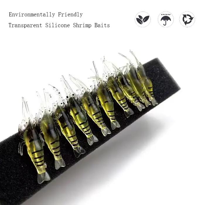 Leurres souples lumineux 10 pcs crevettes artificielles avec hameçons pour pêche carpe et carnassiers