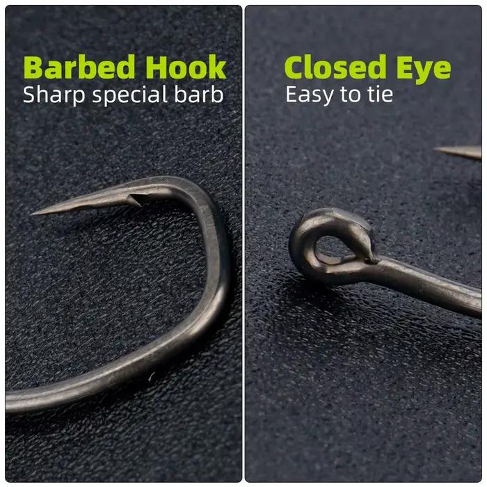 Hameçons carpe micro-barbelés acier haut carbone 50 pièces PTFE avec œillet et boîte amovible