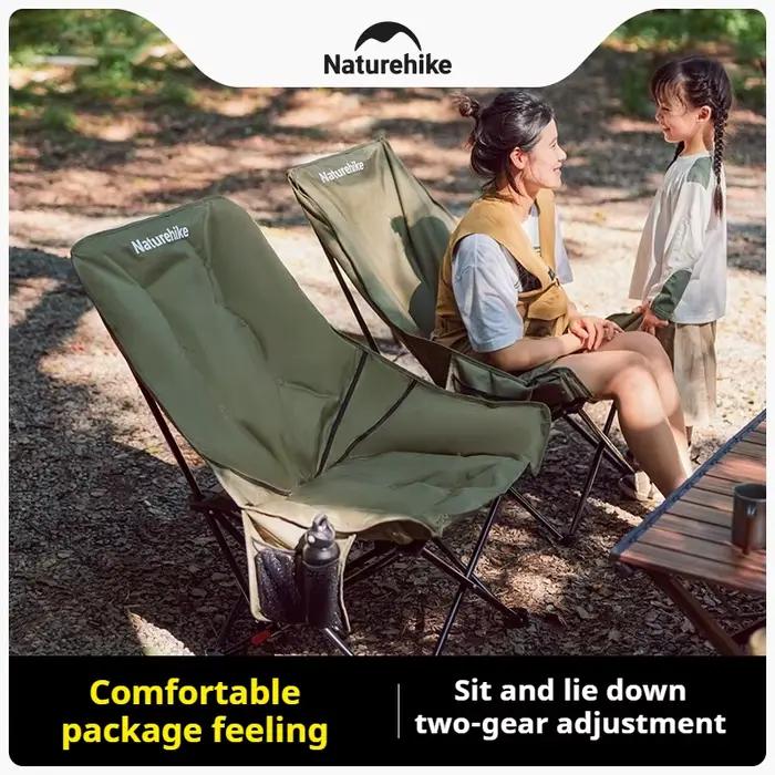 Chaise lounge pliante Naturehike dossier haut réglable - Siège confortable pour pêche détente jardin pique-nique