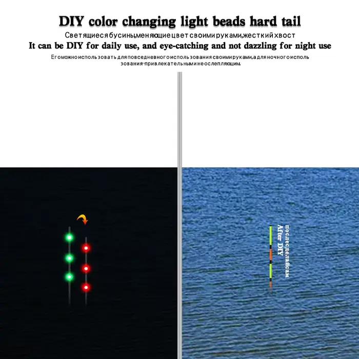 Kit fibre optique + LED lumineux pêche mer - Accessoire bricolage capteur gravité pour pêche nocturne