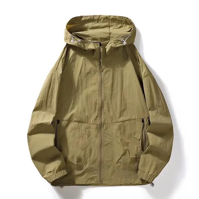 Veste pêche homme grande taille été capuche fine imperméable protection sol vêtement séchage rapide coupe-vent