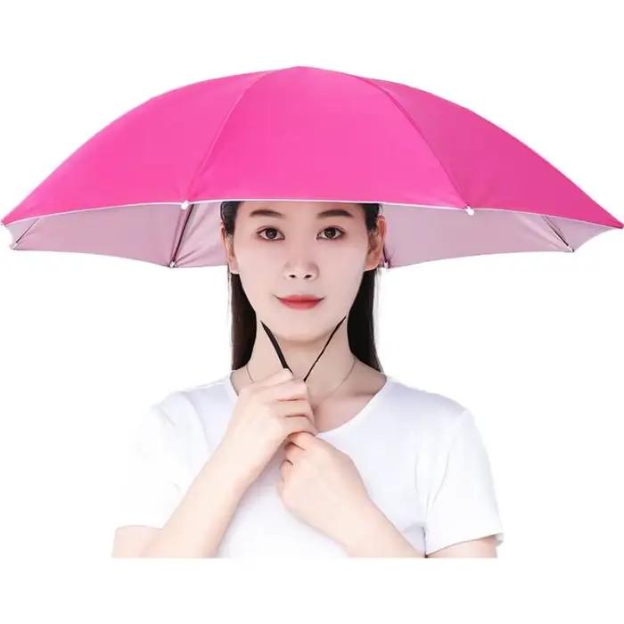 Chapeau parapluie pliable pêche double couche UV protection imperméable plage camping
