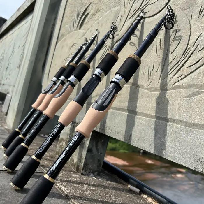 Canne à pêche télescopique carbone 1.6-2.4M - Légère portable pour pêche carpe voyage