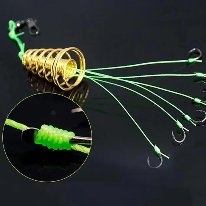 Montages feeder anti-accrochage pour carpe - Ressort hélicoïdal et hameçon barbelé pour lancers longue distance