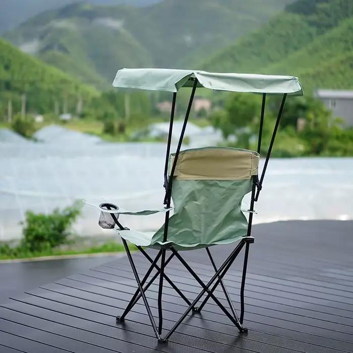 Chaise pêche pliante avec accoudoirs confortable et protection UV pour extérieur